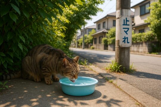 地域猫に水分補給をさせる工夫