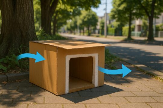 発泡スチロールを使った涼しい猫ハウスの工夫